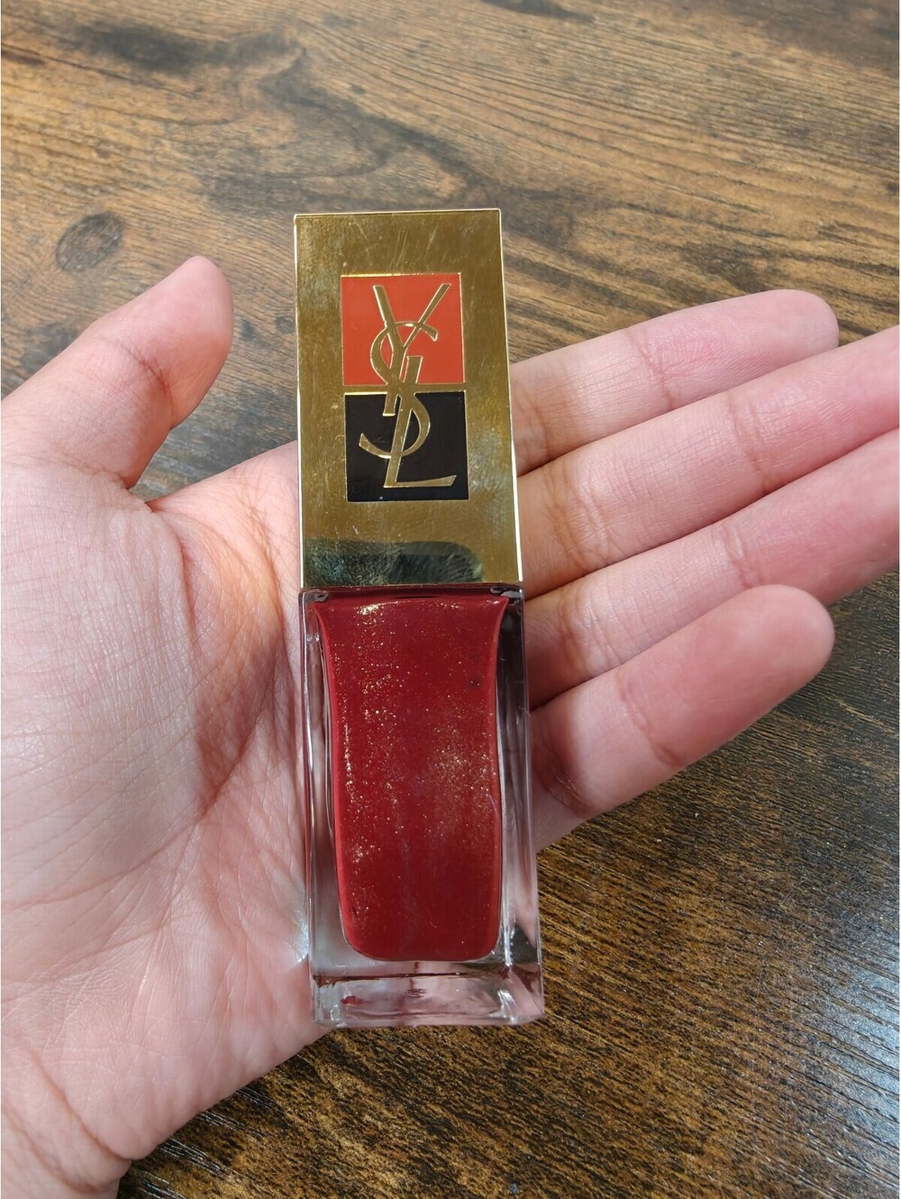 YSL Yves Saint Laurent La Laque Nail Polish 7 Red Shimmer 10ml Made in France